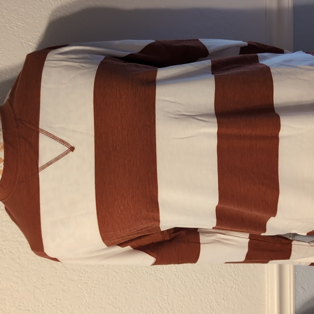 Brown stripe high low tunic
